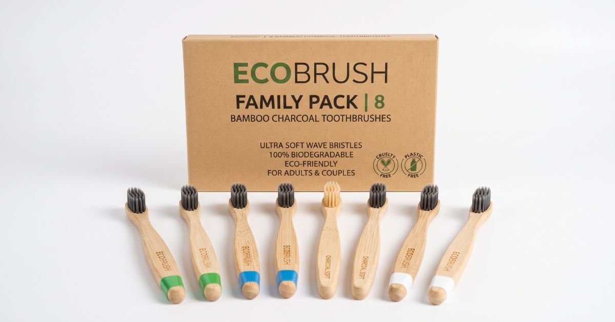 pack bamboo charcoal toothbrushes 2 family sets ultra soft wave bristles 100 biodegradable eco toothbrush for adults couples review